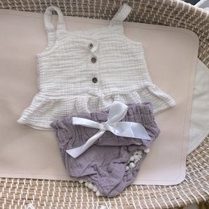 Baby Girl Lavender Matching Pom Set